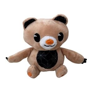 MTY International Bear Plush Spider Web Halloween Stuffed Animal Tan Orange 6 in